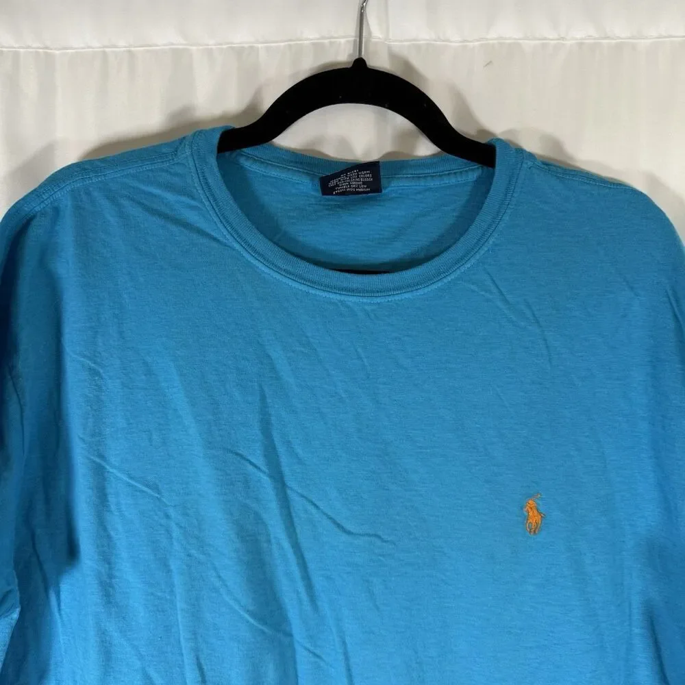 Polo Ralph Lauren Shirt Women's Large Blue Short Sleeve Crew Neck 100% Cotton - Picture 2 of 10